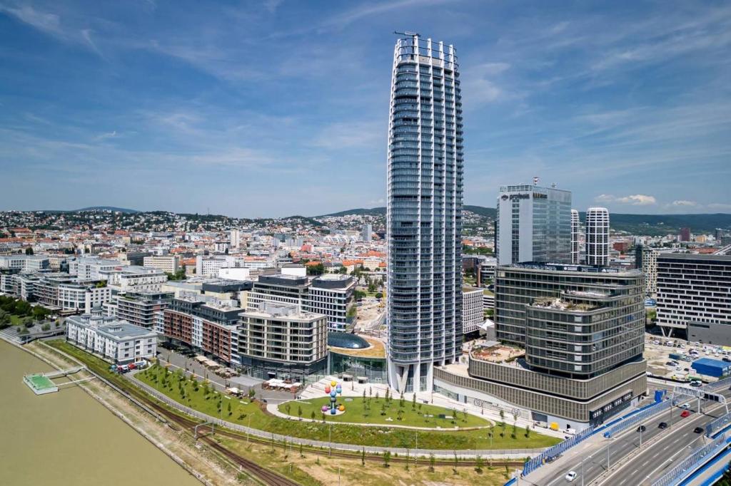 image of eurovea tower from distance