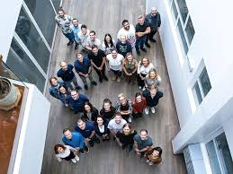 group photo of biosistemika team from above