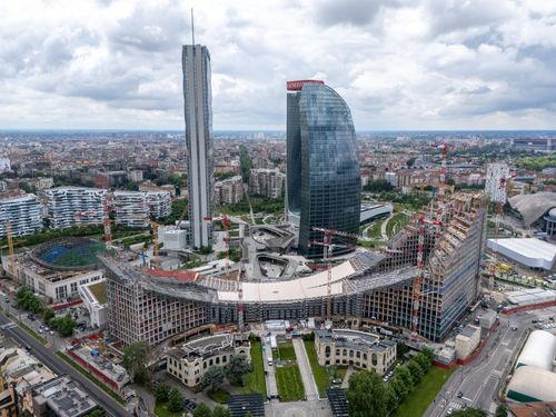 image of city life buildings from far away showing whole city