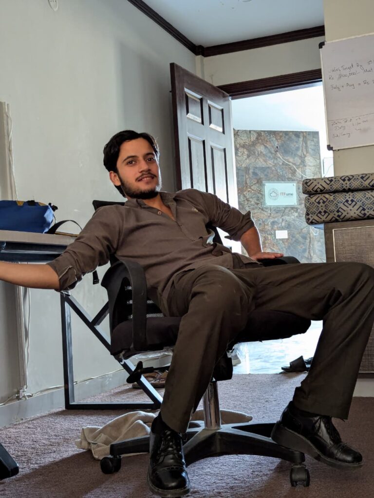 ubaid ur rahman founder of acorn thrive in his office